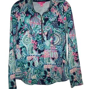 Lilly Pulitzer Multicolor LOOKIN SHARP Edgewater Popover Top 1/2 Zip Size S